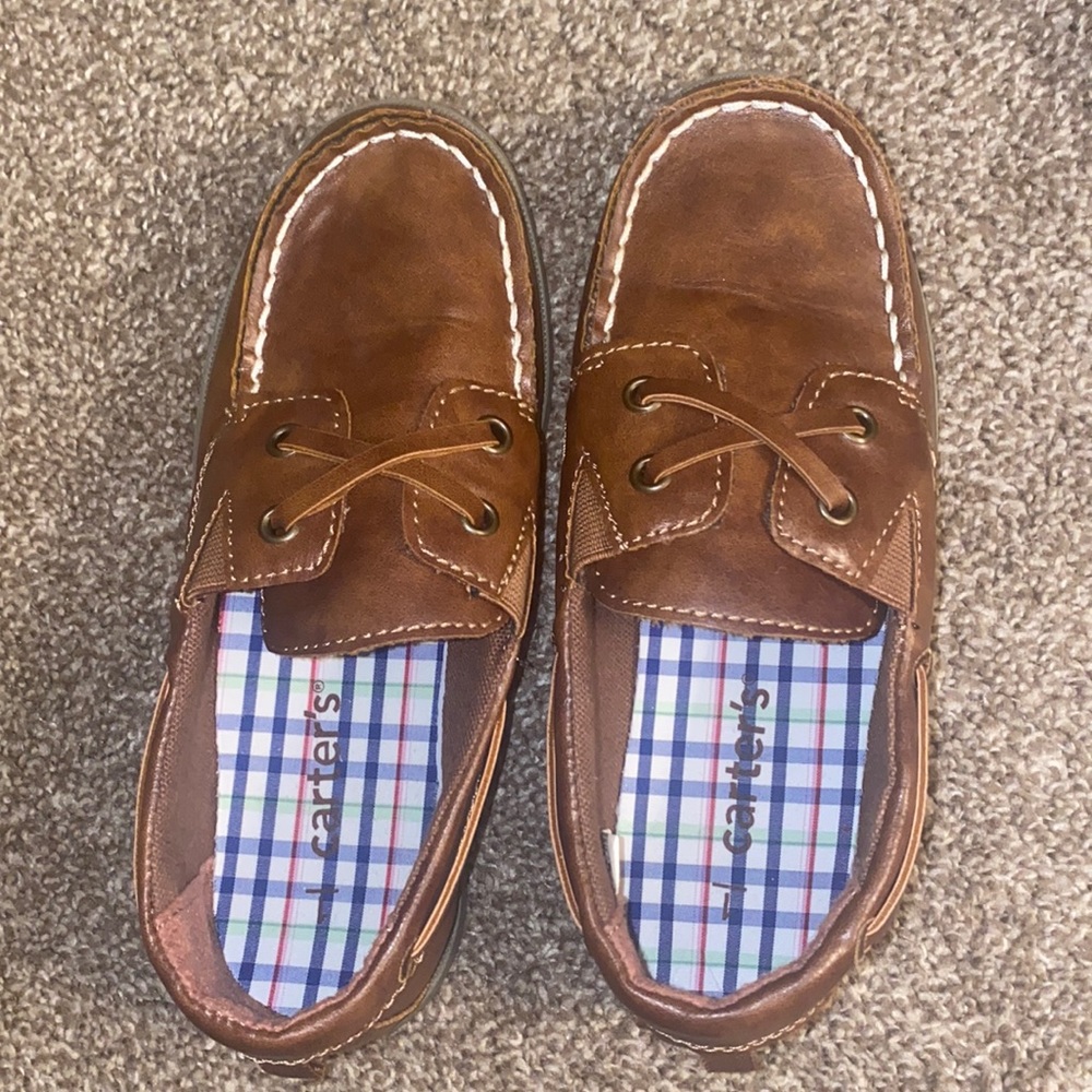 Carters brown leather boys shoes size 1